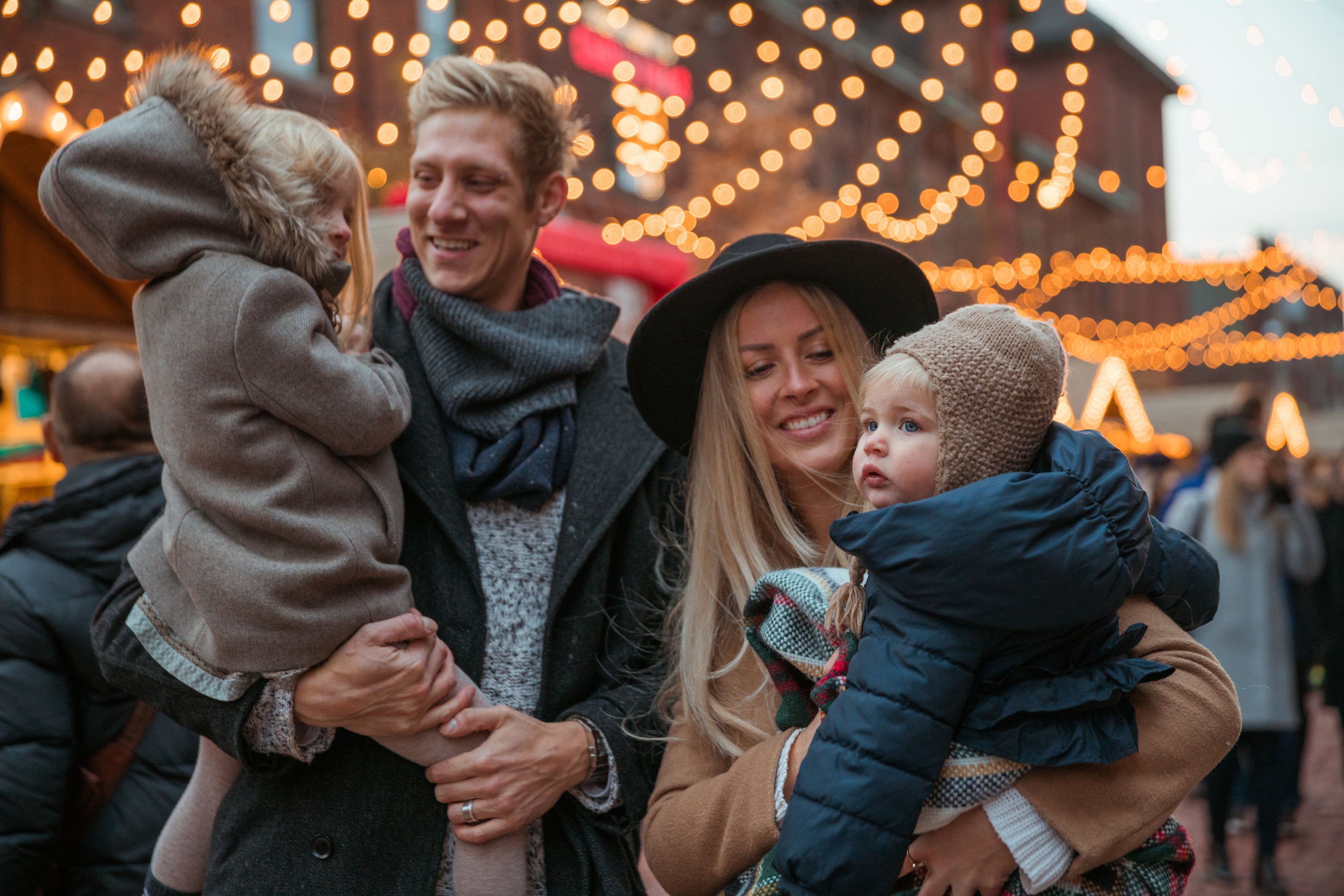 A family having fun at a carnival together